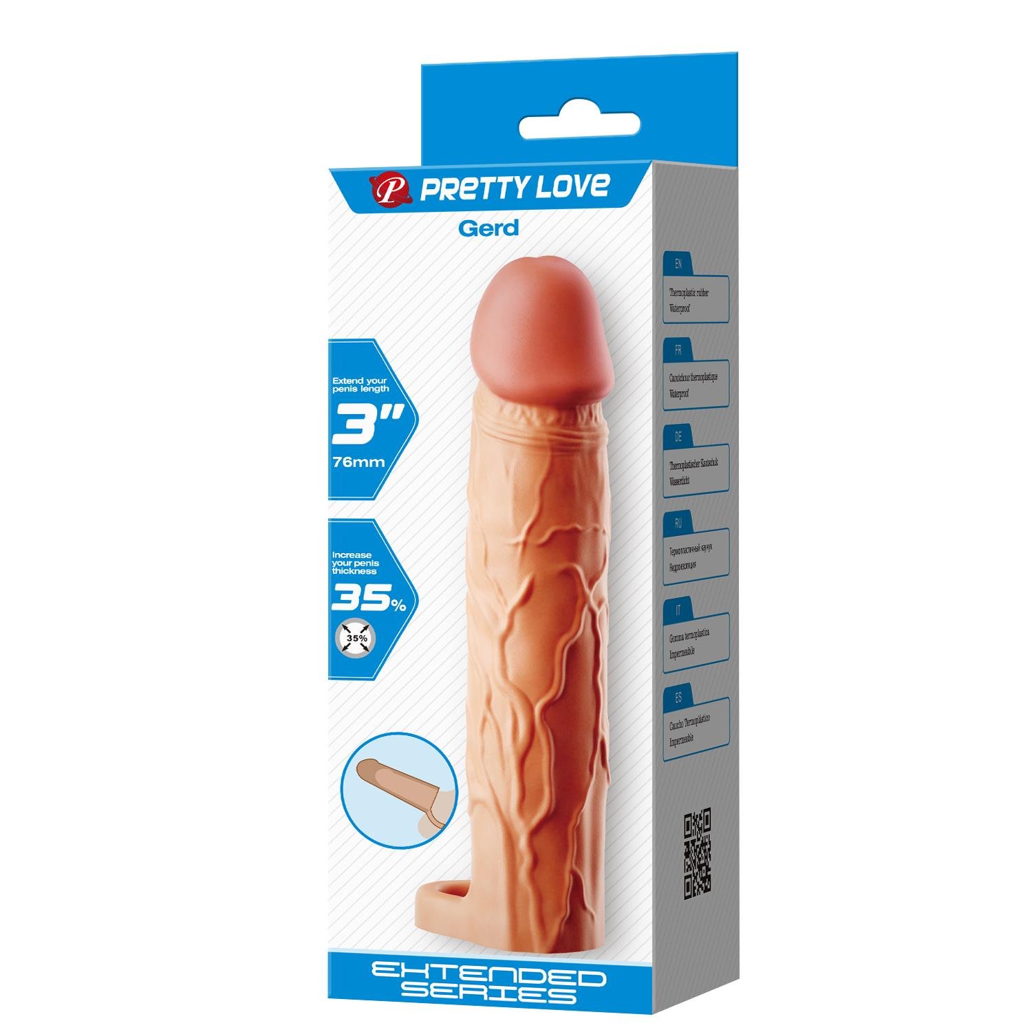 7,6 cm Dolgulu Premium Ten Rengi Silikon Penis Kılıfı - Gerd