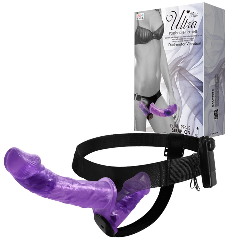 Belden Bağlamalı Çift Taraflı Titreşimli Strapon Dildo