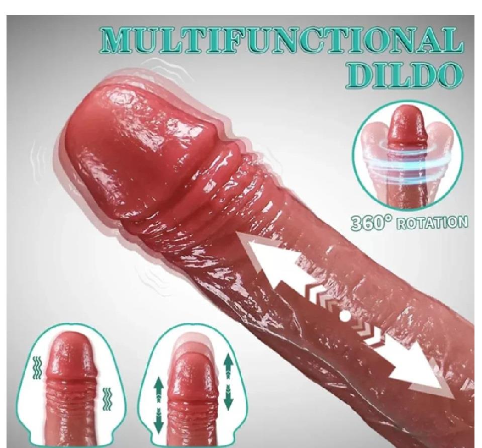 Belden Bağlamalı USB Şarjlı Uzaktan Kumandalı 23 cm İleri Geri Hareketli Titreşimli Isıtmalı Dildo