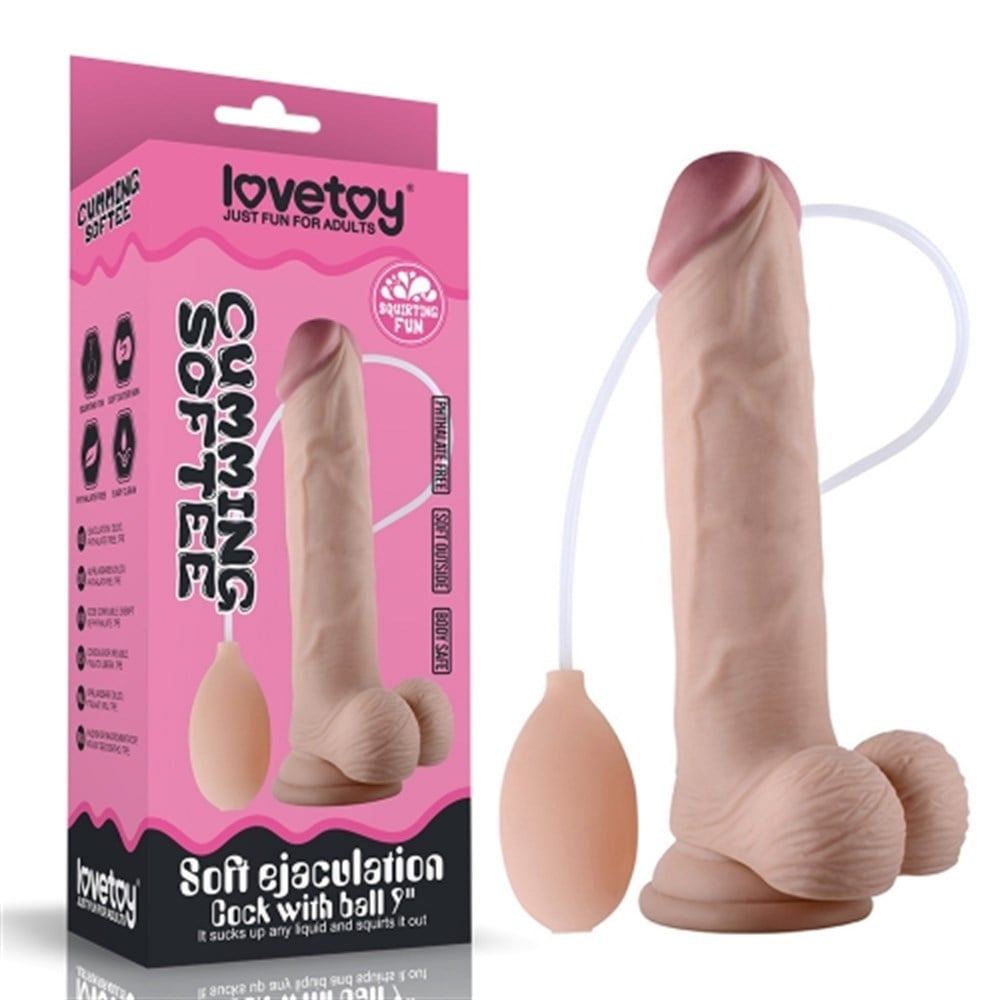 Belden Bağlamalı Yumuşak Dokulu Su Fışkırtmalı Realistik Penis 23 cm