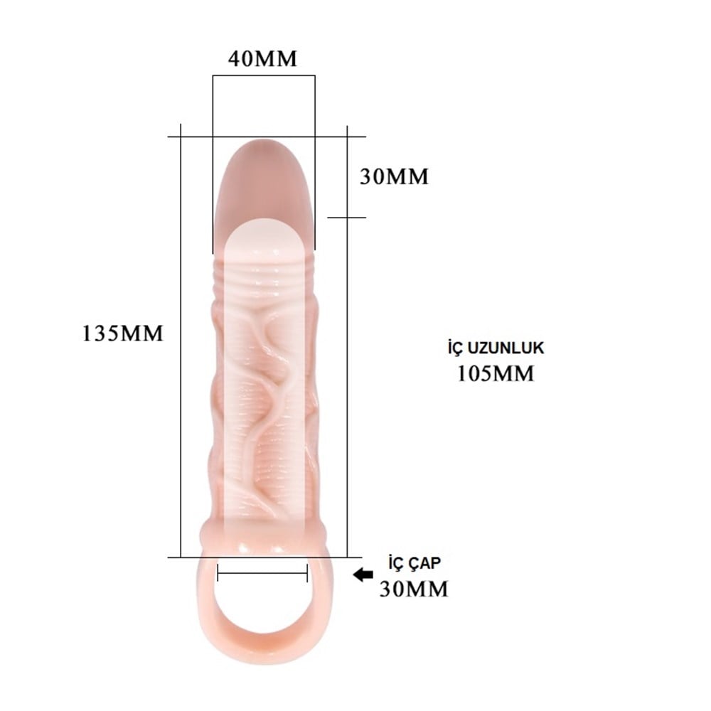 BL 2 cm Dolgulu Zenci Penis Kılıfı Uzatmalı Prezervatif Dildo
