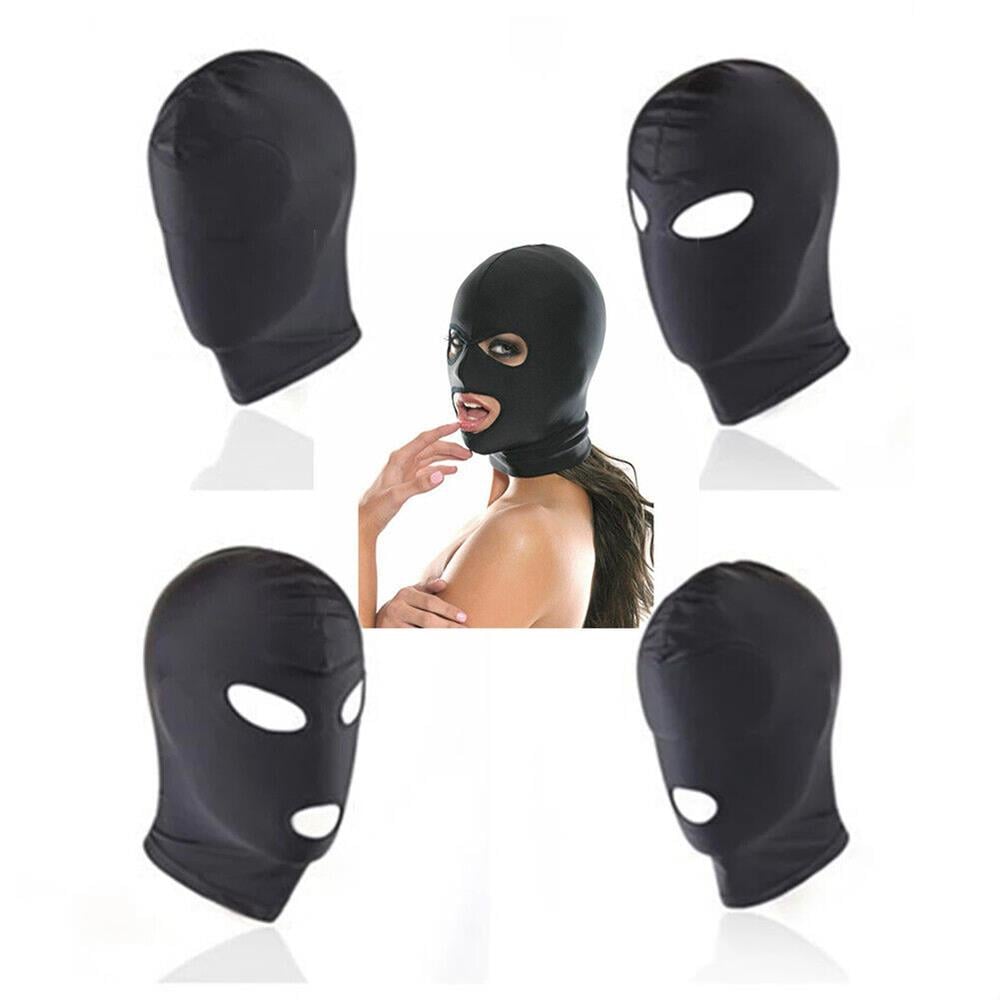 Fantezi Fetish Maske Spandex Siyah 4'lü Set