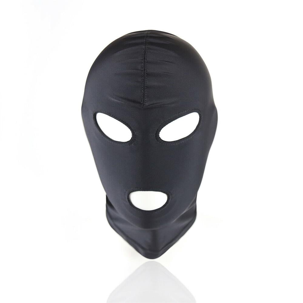 Fantezi Fetish Maske Spandex Siyah 4'lü Set
