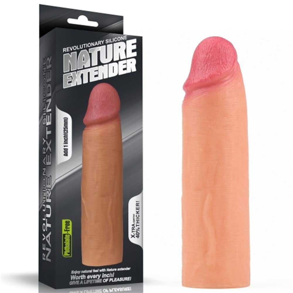 Nature Extender 4.5 cm Dolgulu Premium Ten Rengi Silikon Penis Kılıfı