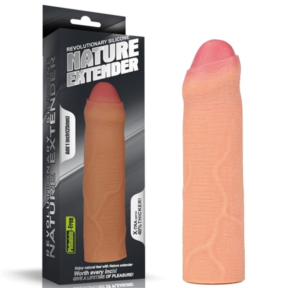 Nature Extender 4.5 cm Dolgulu Premium Ten Rengi Silikon Sünnetsiz Penis Kılıfı