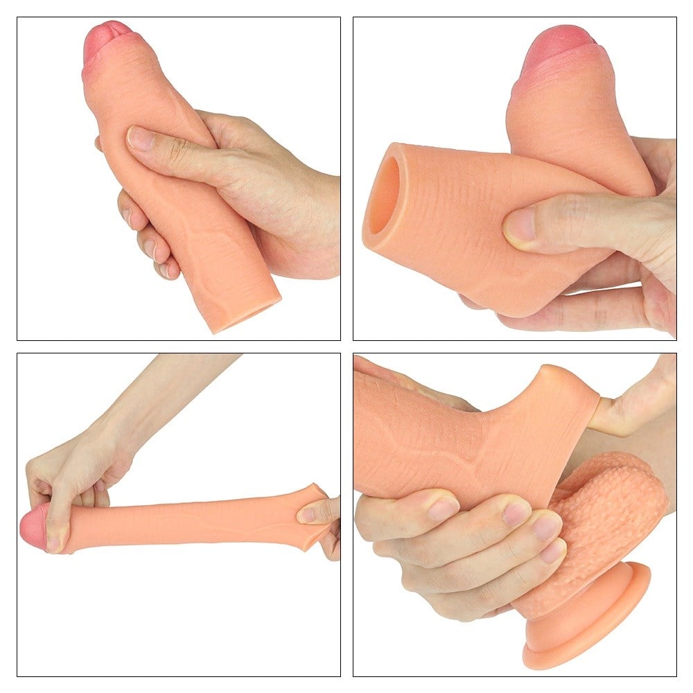 Nature Extender 4.5 cm Dolgulu Premium Ten Rengi Silikon Penis Kılıfı