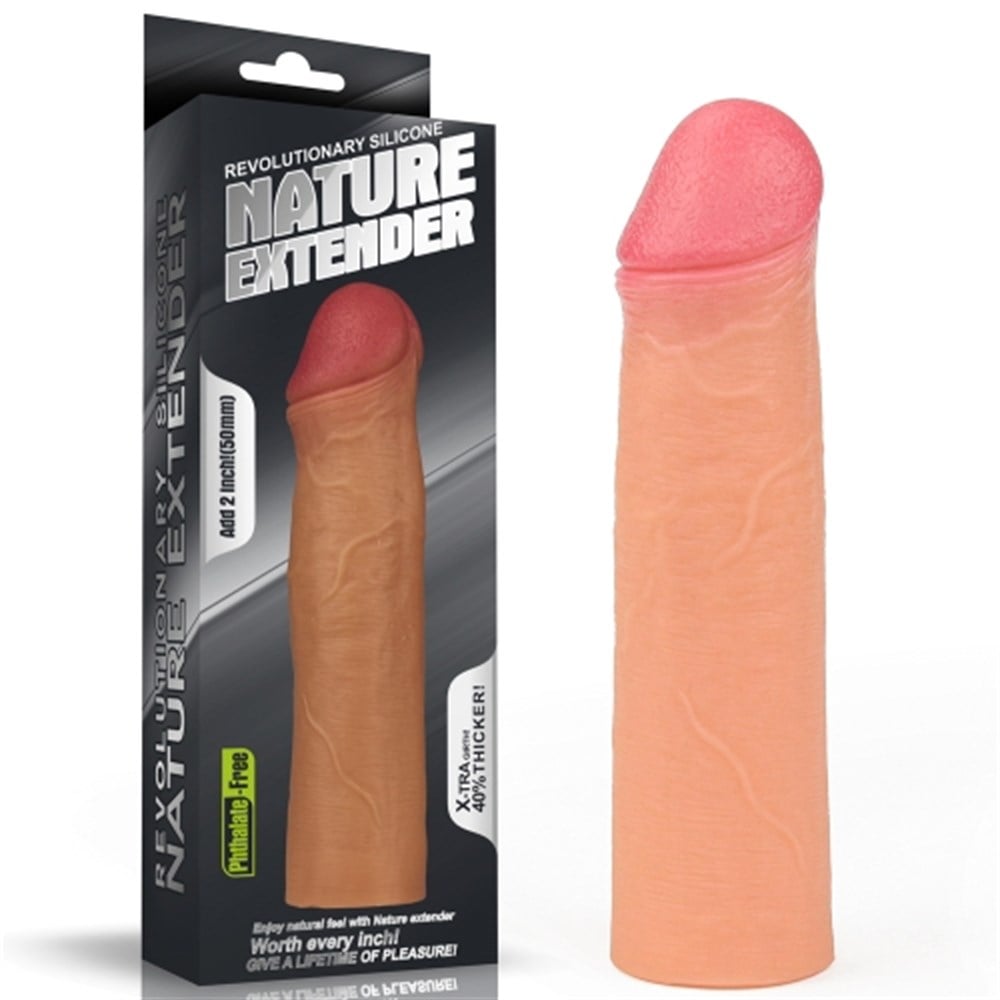 Nature Extender 5,5 cm Dolgulu Premium Ten Rengi Silikon Penis Kılıfı