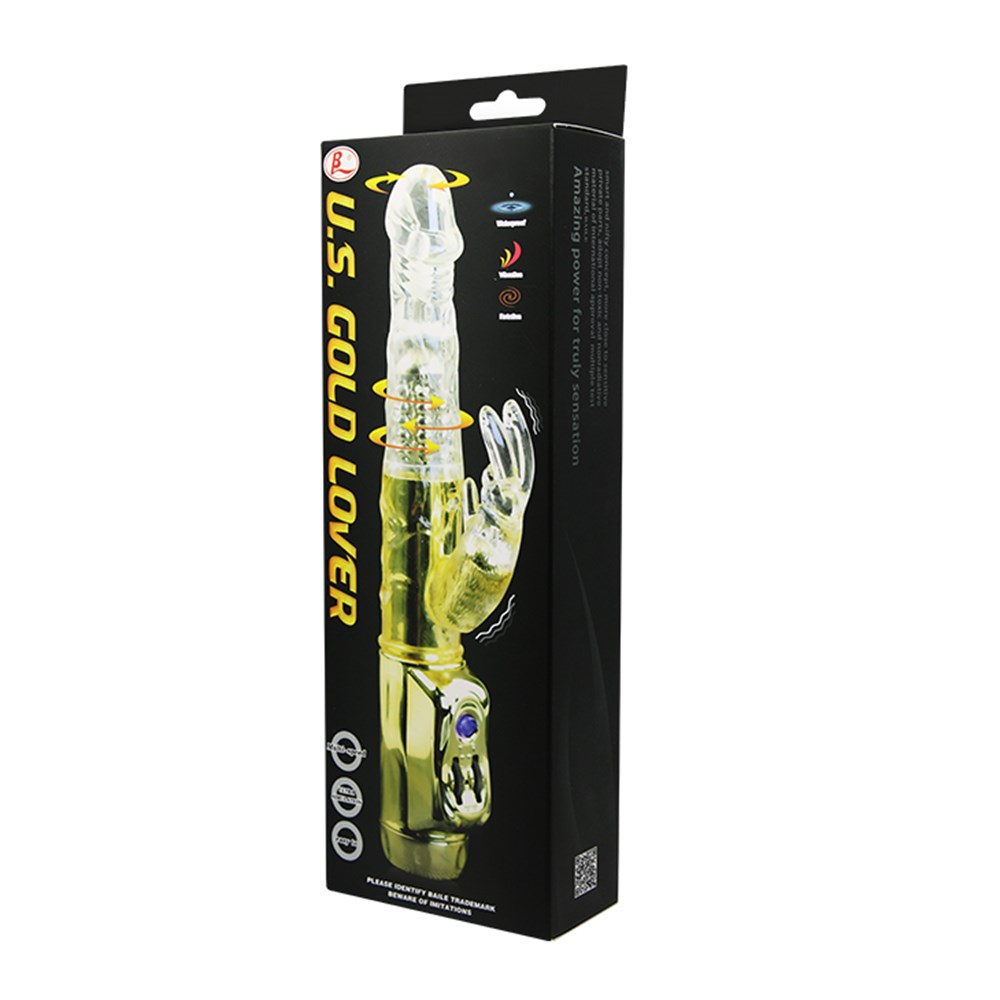 Oynar Başlı Klitoris Uyarıcılı Altın Renkli Teknolojik Tavşan Vibratör Penis