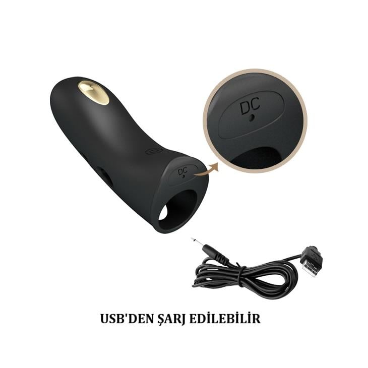 USB Şarjlı 7 Titreşim & Elektro Şoklu Klitoris Uyarıcılı Titreşimli Parmak Vibratörü