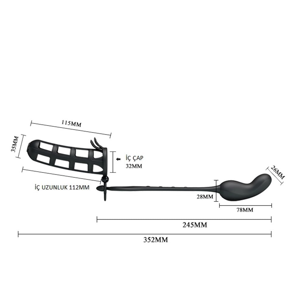 USB Şarjlı Tireşimli Penis Kılıflı Anal Plug