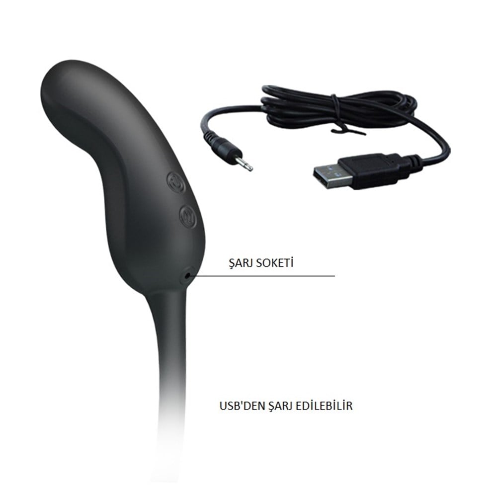 USB Şarjlı Tireşimli Penis Kılıflı Anal Plug