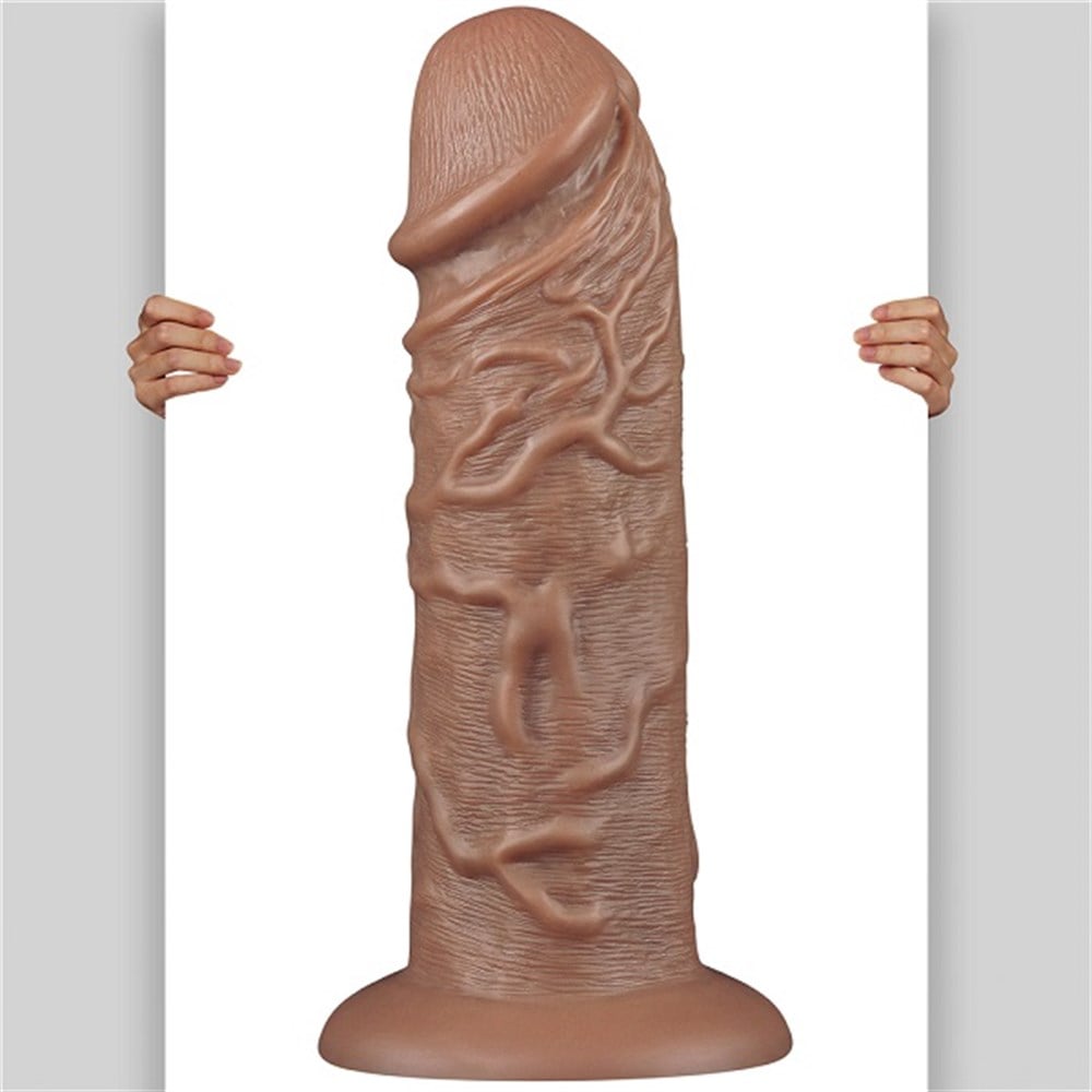 Yeni Nesil Çift Katmanlı 26,6 cm Realistik Dev Dildo Melez Penis