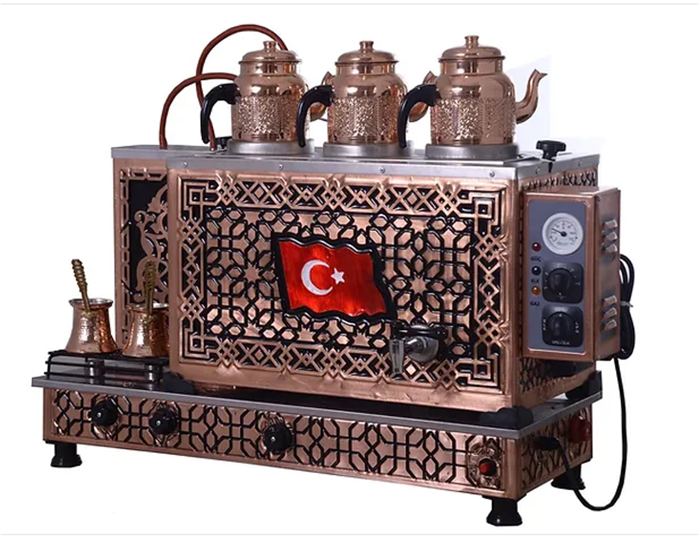 3 Demlikli Bakır Çay Kazanı 