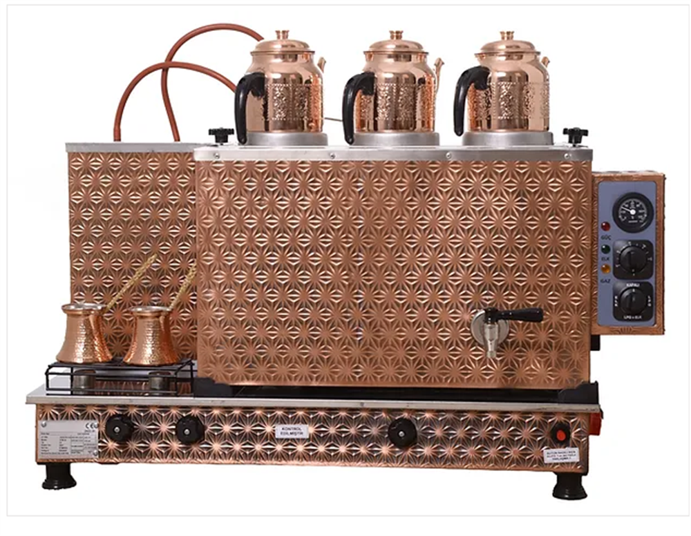 3 Demlikli Bakır Çay Kazanı 