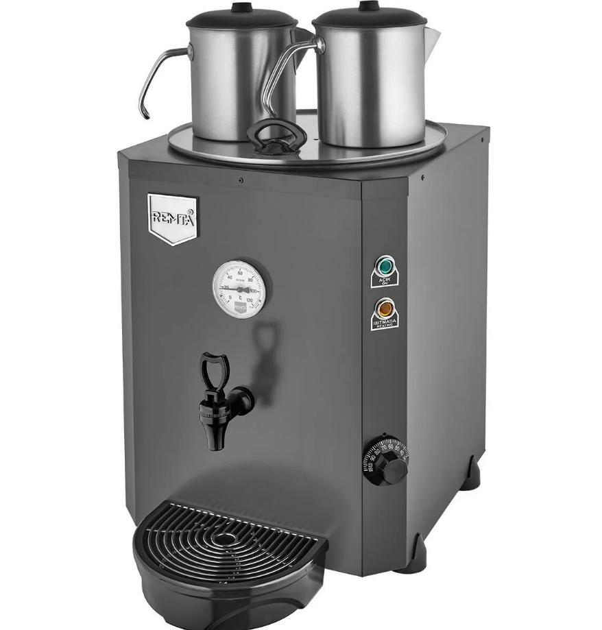 2 Demlikli Jumbo Çay Makinesi 23 lt Şamandıralı (Şebekeden Su Alma)