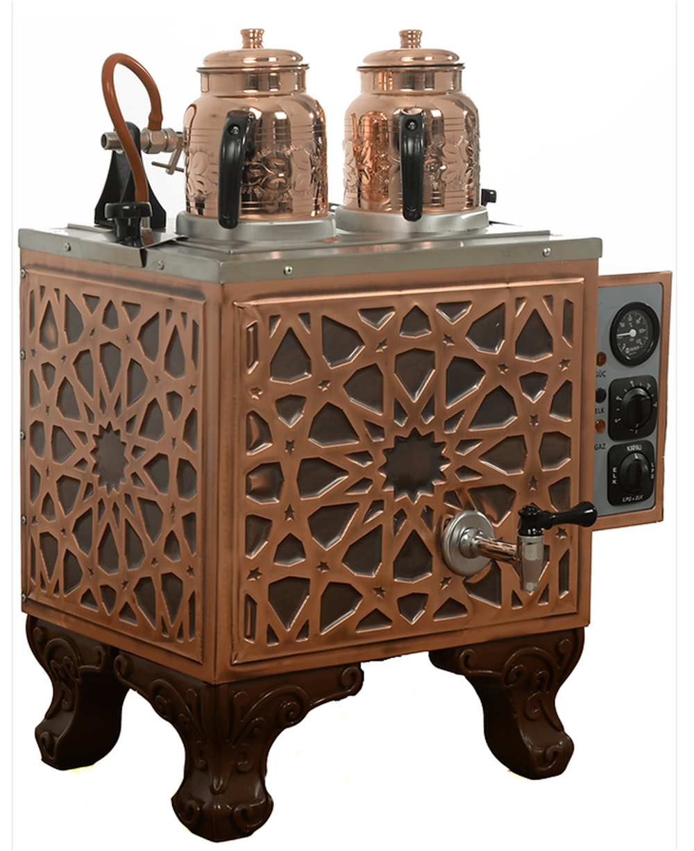 2 Demlikli Bakır Çay Kazanı (Elektrikli)