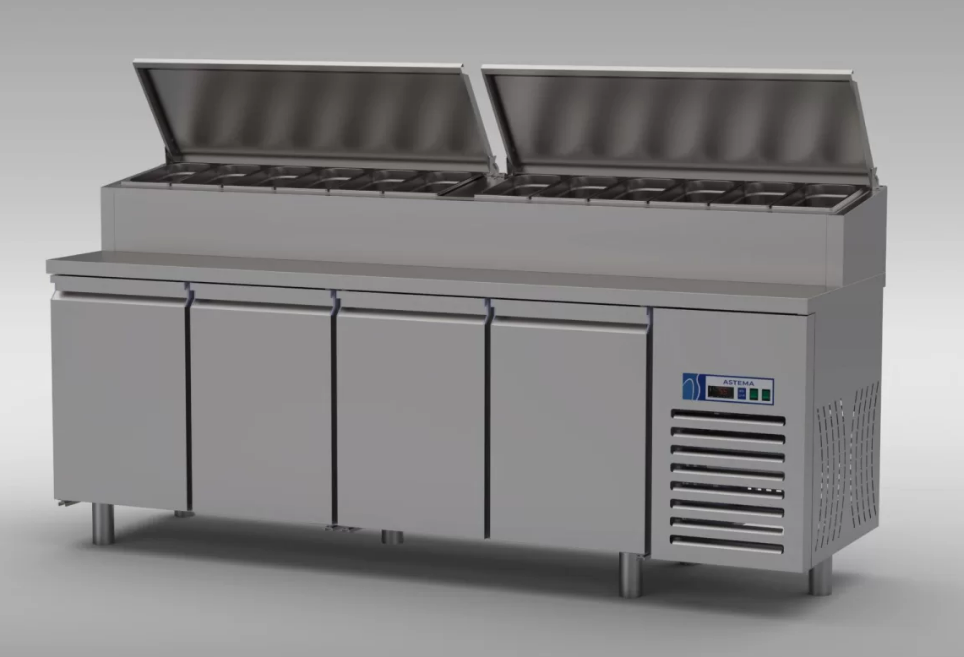 Pizza ve Salata Hazırlık Buzdolabı Düşük Model 4 Kapılı