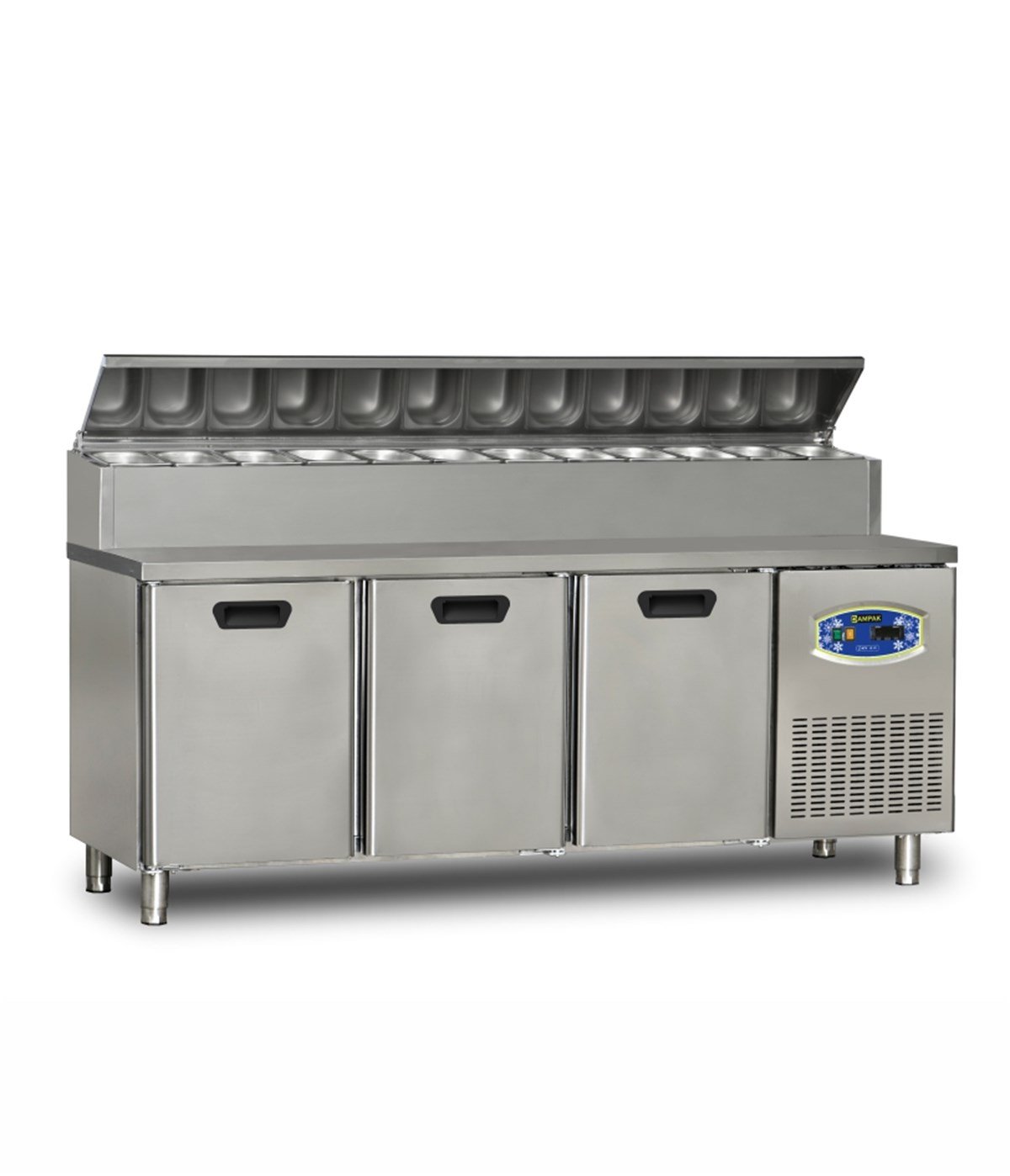 Üç Kapılı Alçak Monte Pizza Hazırlık Dolabı