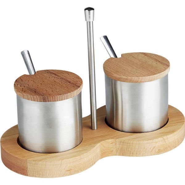 Biradlı 2'Lİ Baharatlık Takımı Standlı 19X9.5CM Mat-Sosluk, Reçellik ve Şişeler - Demasan
