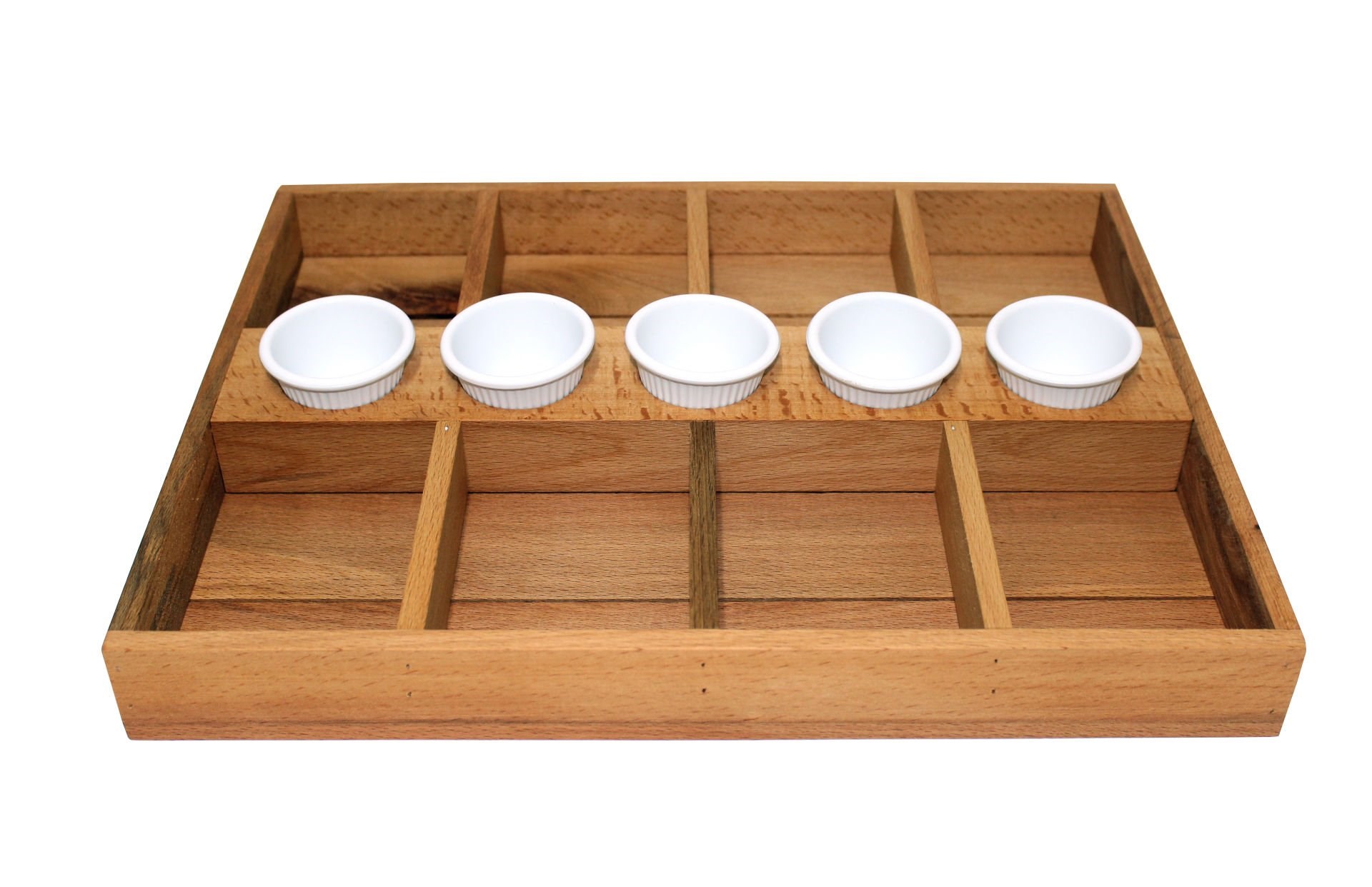 Biradlı Combo Ahşap Bölmeli Sunum Kasası (44x34 cm)-Sunum Tabakları ve Kaseler - Demasan
