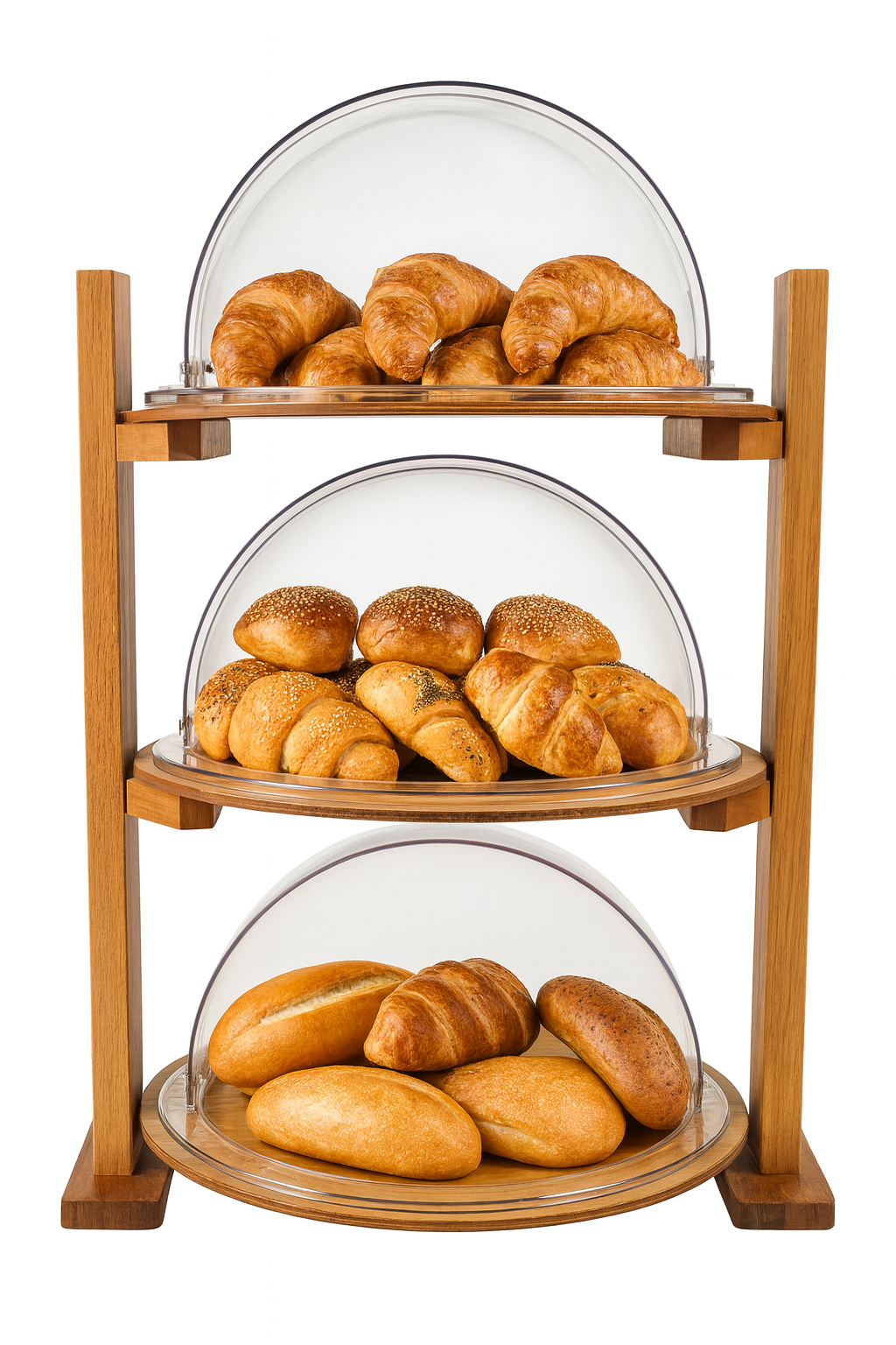 Biradlı Üç Katlı Rolltop Teşhir Standı (55x44x85 cm)-Sunum Standları ve Yükselticiler - Demasan
