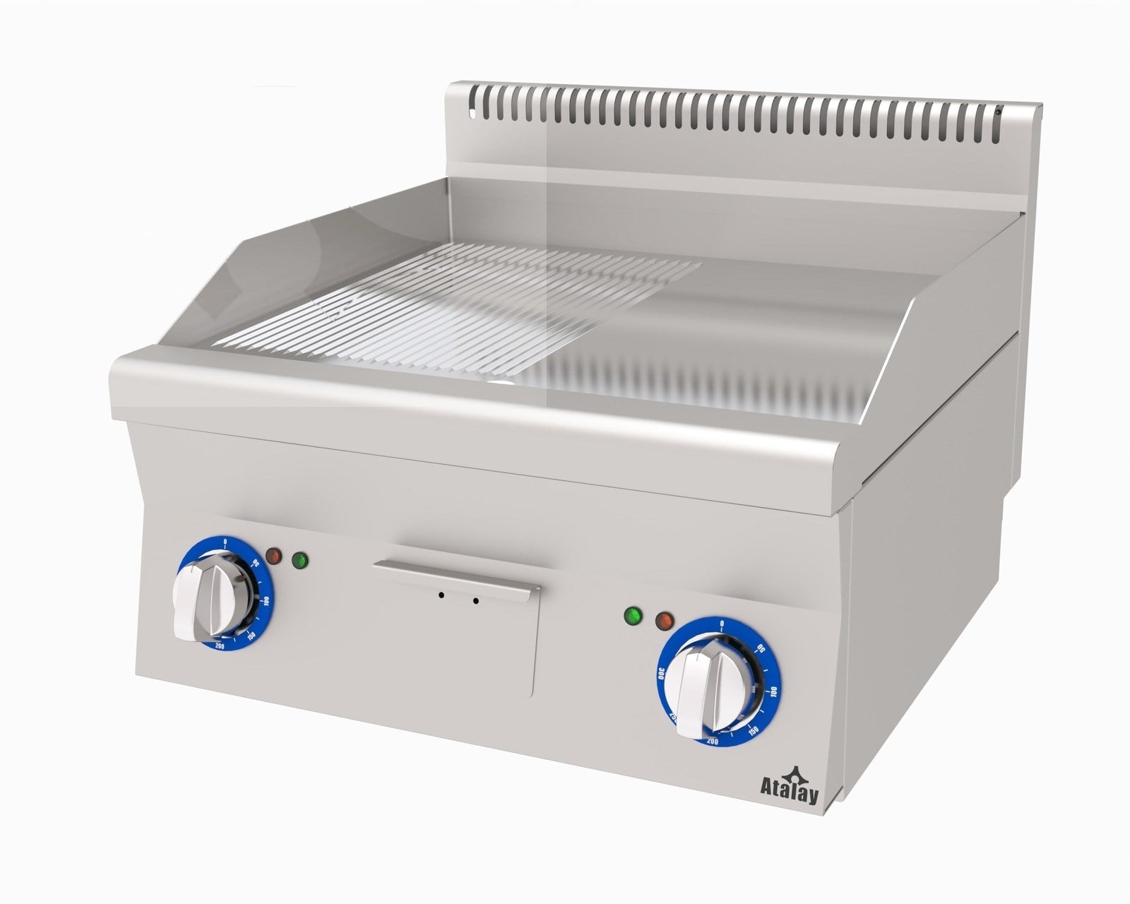 E AEI-660/ND CR - Atalay Elektrikli Pleyt Izgara Nervürlü + Düz Krom Yüzey 600x600-ELEKTRİKLİ PLEYT IZGARALAR - Demasan
