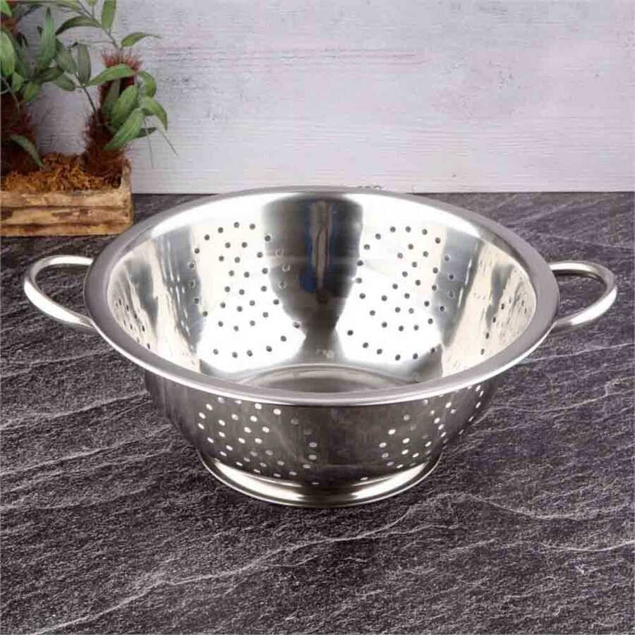 Epinox Makarna Süzgeci Çelik 28 cm (PASLANMAZ) (MS-28)-MUTFAK EL ALETLERİ VE AKSESUARLAR - Demasan
