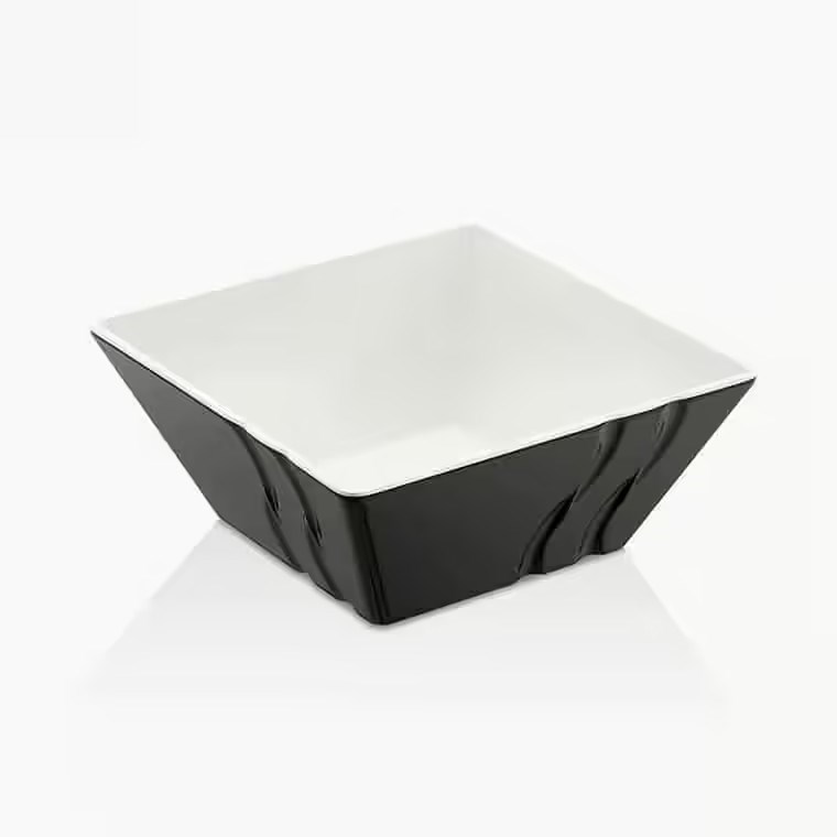 Gastro Boutique Bicolor Luxor Kase 24x24 cm 3.000 ml - Krem Beyaz - Siyah-Kırılmaz Kaseler - Demasan
