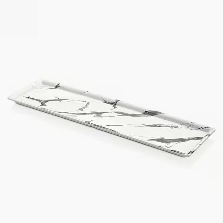Gastro Boutique Mayamar Beyaz Mermer Dikdörtgen Platter 58x16 cm-Sunum Tabakları ve Kaseler - Demasan
