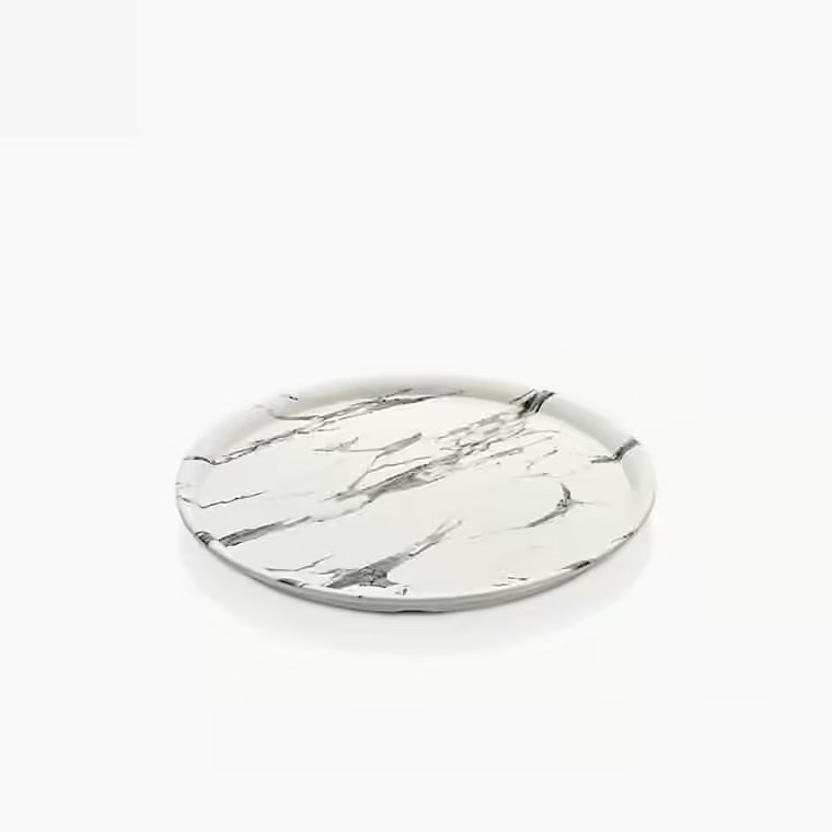 Gastro Boutique Mayamar Beyaz Mermer Yuvarlak Platter Ø 31 cm-Sunum Tabakları ve Kaseler - Demasan
