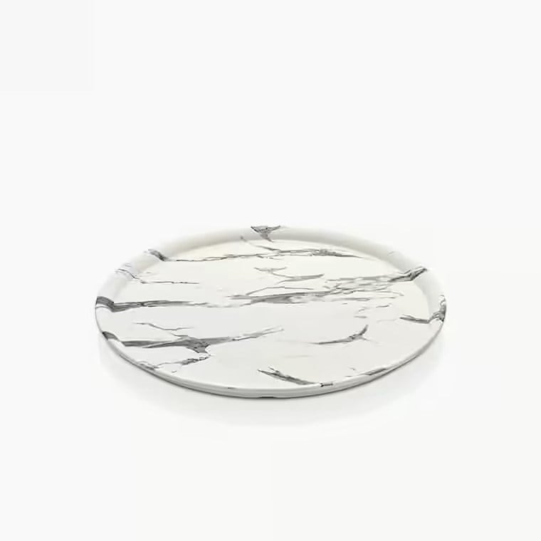Gastro Boutique Mayamar Beyaz Mermer Yuvarlak Platter Ø 35 cm-Sunum Tabakları ve Kaseler - Demasan
