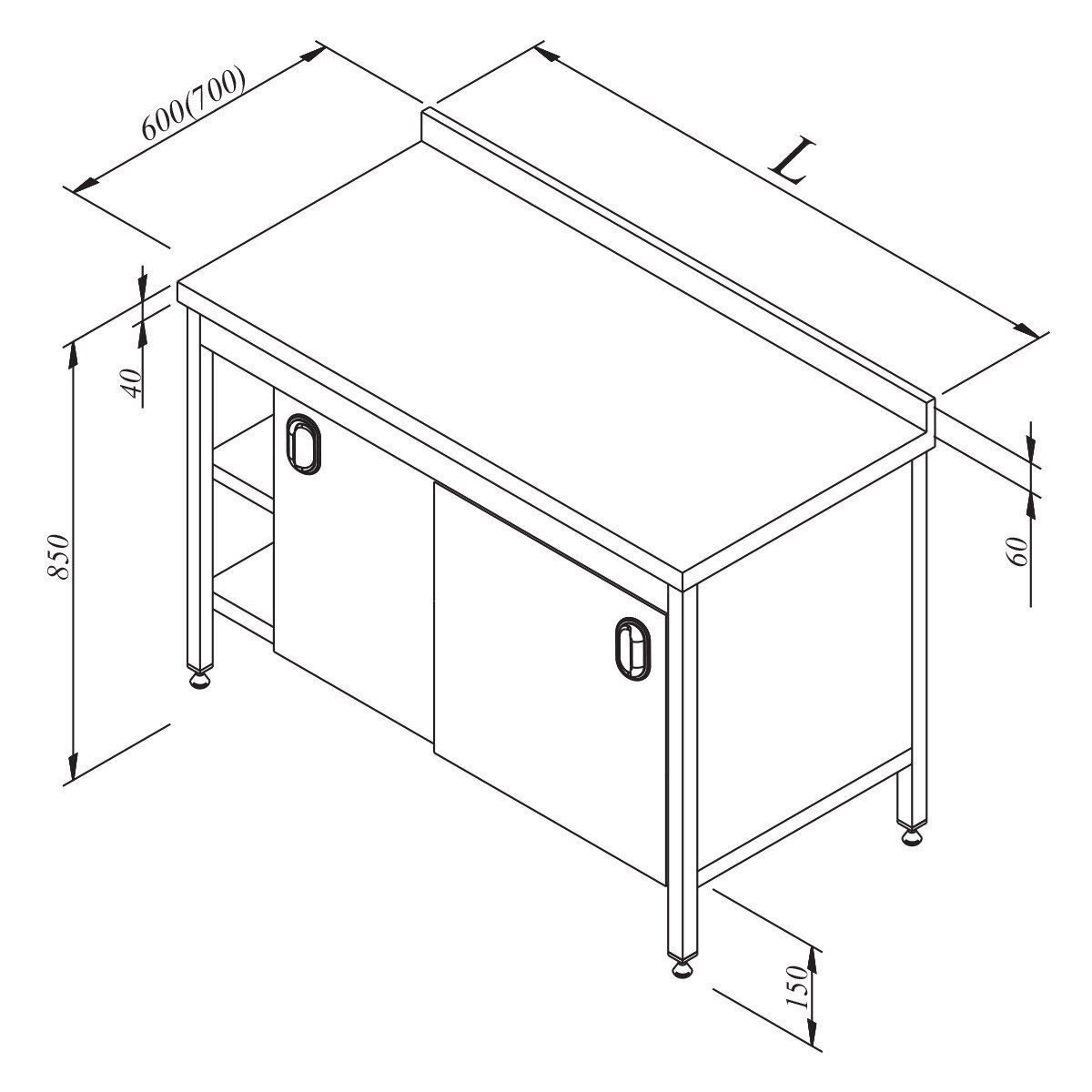 Öztiryakiler Çalışma Tezgah Dolaplı Ara Raflı 160x60-Work Table Double Lower Shelf  - Demasan
