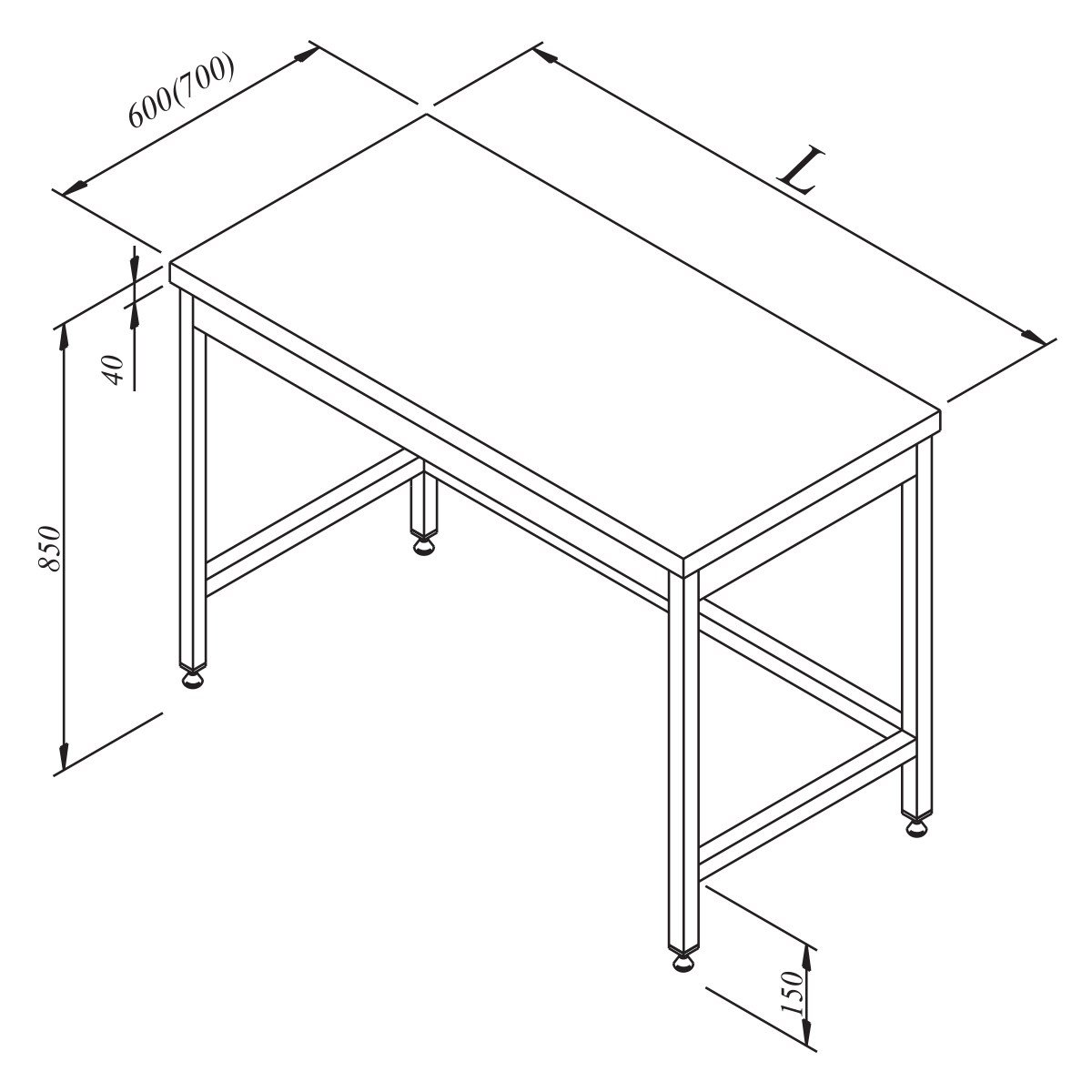 Öztiryakiler Çalışma Tezgah Taban Rafsız Sırtsız 90x70-Standard Work Table - Demasan
