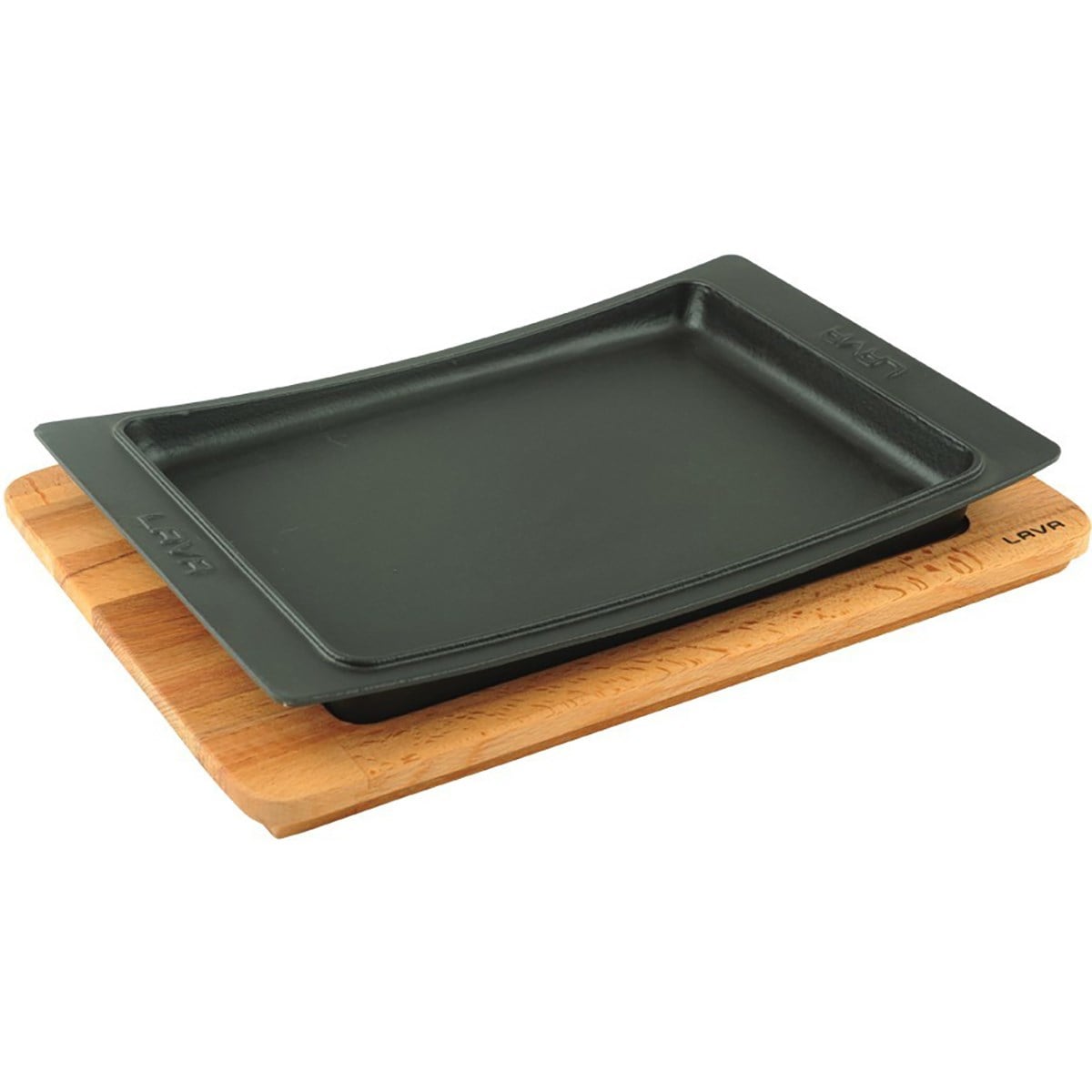Öztiryakiler Lava Servis Tabağı ve Ahşap altlık. Siyah renk. Ölçü 36x24cm. Lv Eco St 3624 K4-TENCERELER - Demasan
