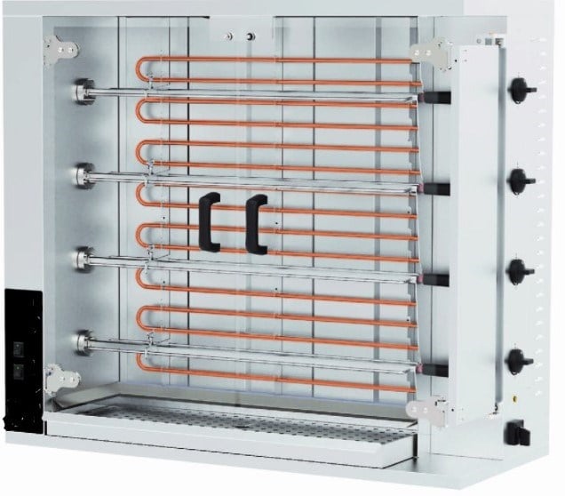 Öztiryakiler Pılıc Cevırme Makinası 4 Şiş 16-20 Pılıc Kapasıte Elektrikli-Chicken Rotisseries and Horizantal Kebab Machine - Demasan
