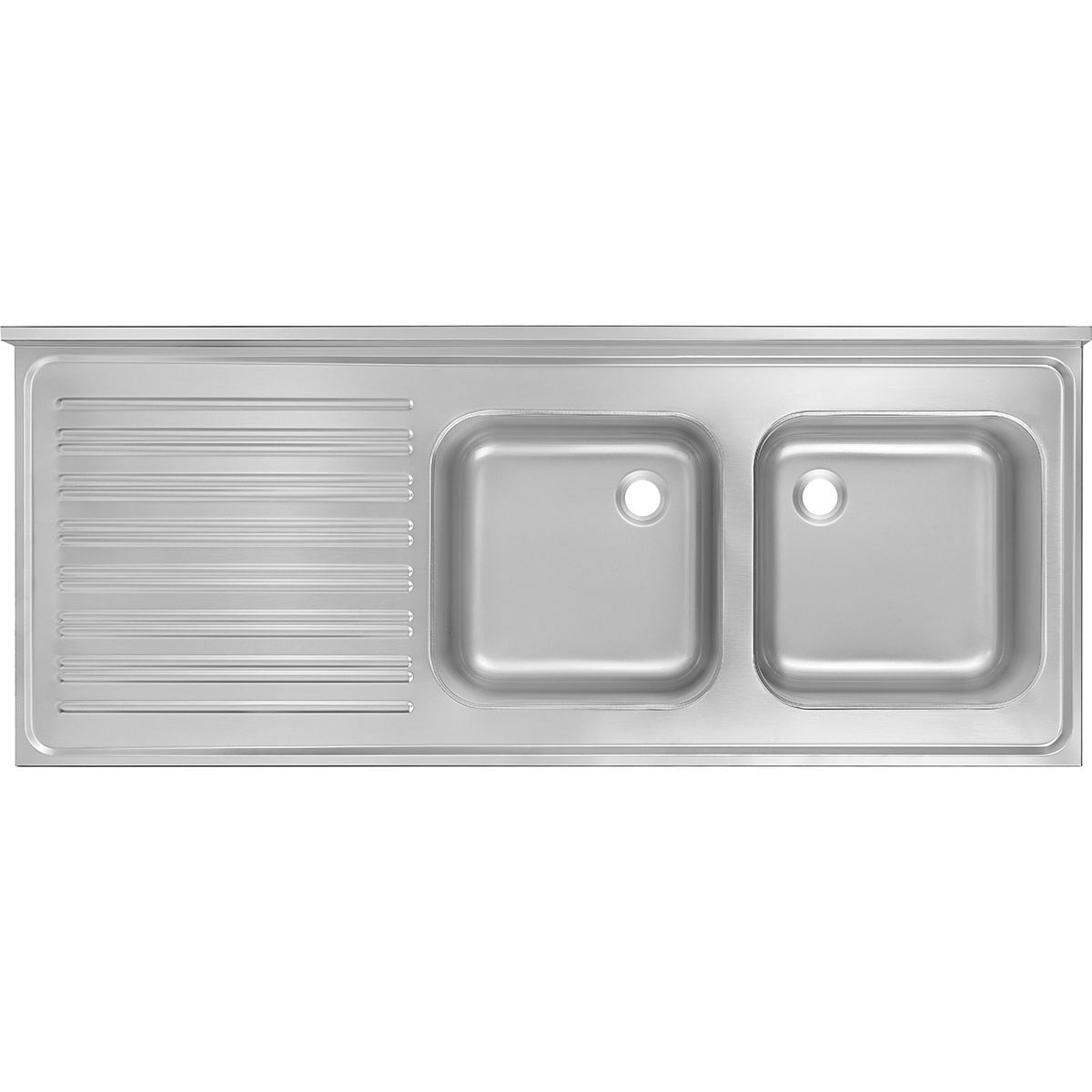 Öztiryakiler Tablalı Evye 140x60 Çift Göz Sol Damlalıklı 40x40x25 Gözlü 1,00 mm-Evye Tablaları ve Kazan Yıkama Evyeleri - Demasan
