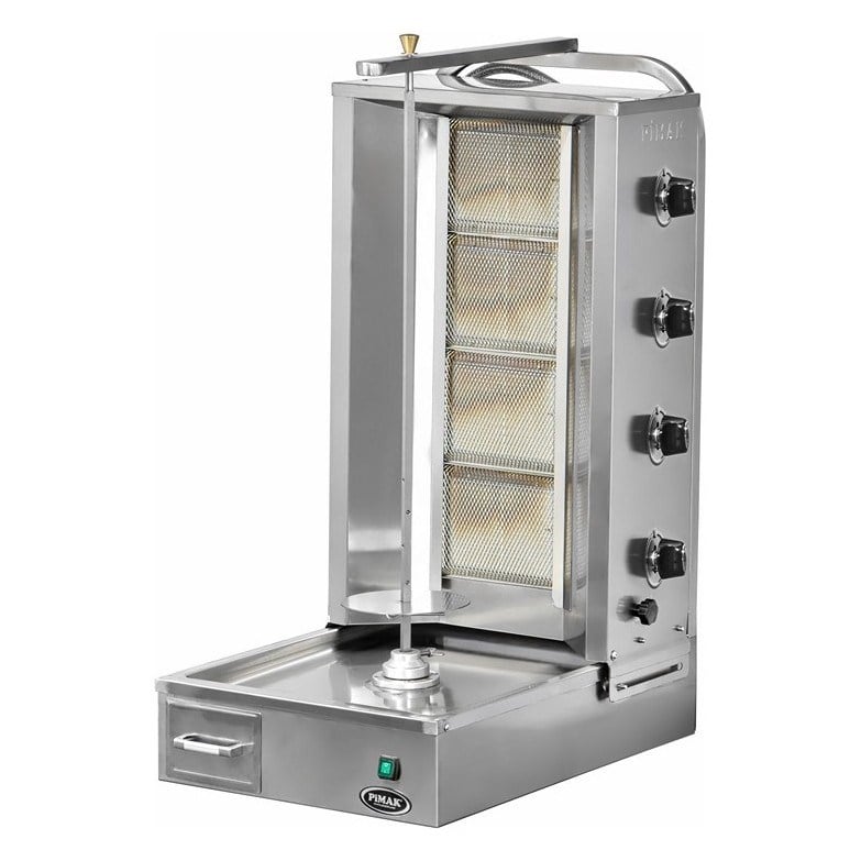 Pimak DO7/M77-(4A) Gazlı Döner Ocağı, Alttan Motorlu, 4 Radyanlı, 50x71x105 cm-ALTTAN MOTORLU DÖNER OCAKLARI  - Demasan
