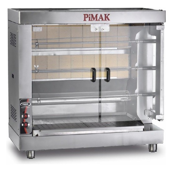 Pimak PI5/M004-K Gazlı Kollu Piliç Çevirme Makinesi, 3 Şiş / 15 Piliç, 122x60x105 cm-Chicken Rotisseries and Horizantal Kebab Machine - Demasan
