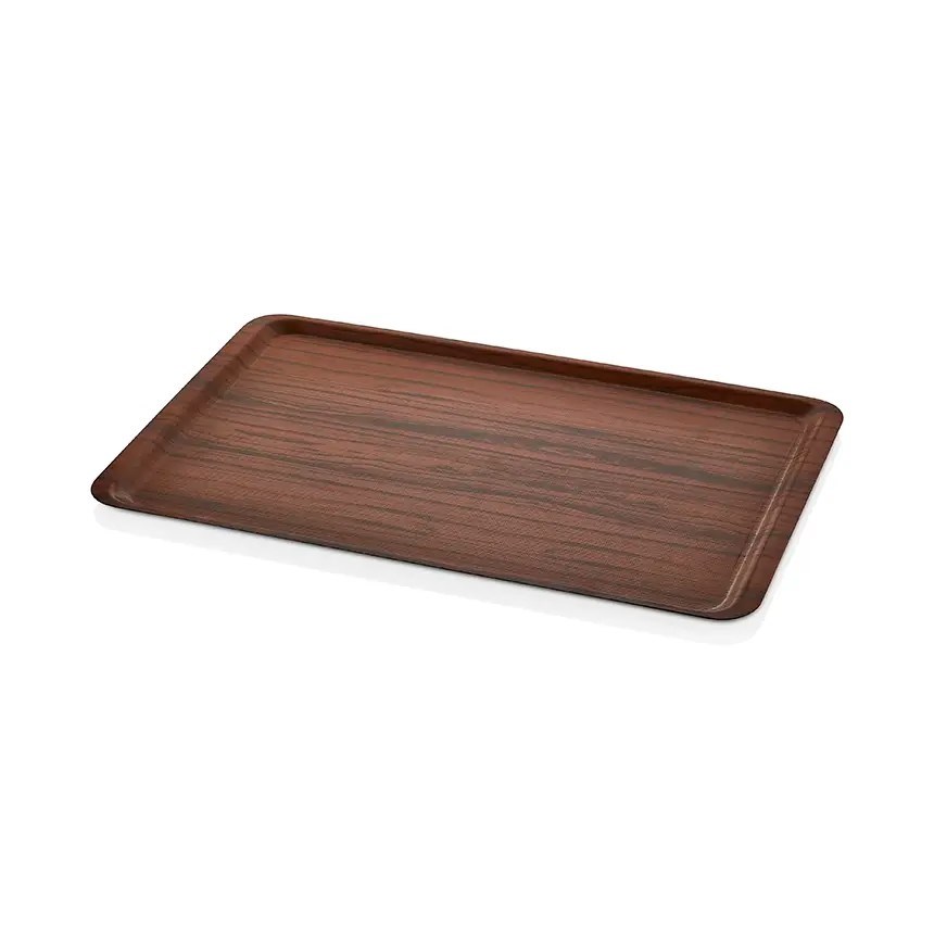 Thermoset Lamine Kaymaz Dikdörtgen Tepsi Ceviz 48 x 75 cm-Kırılmaz Sürahi ve Tepsiler - Demasan
