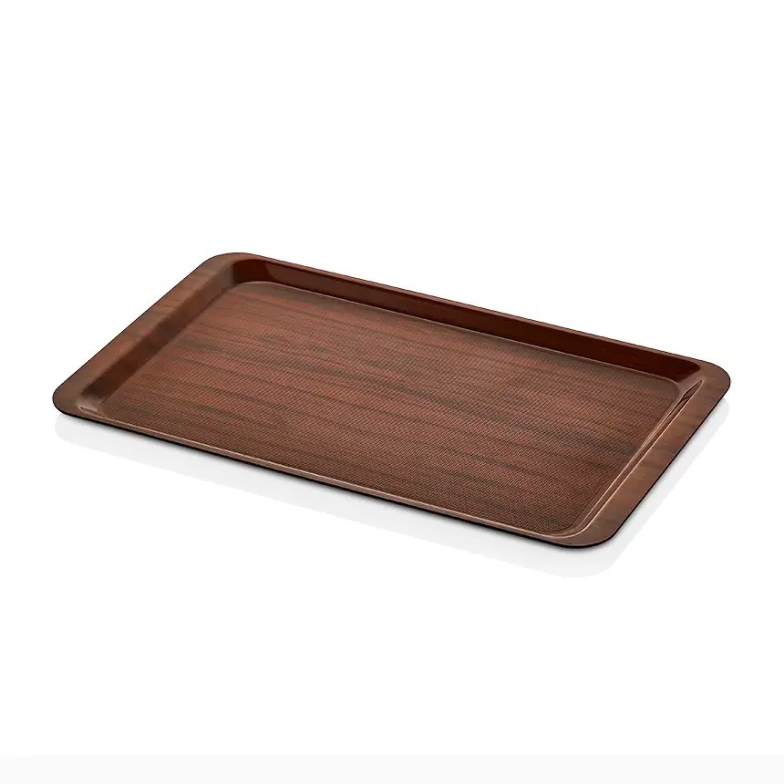 Thermoset Lamine Kaymaz Dikdörtgen Tepsi Ceviz GN.1/1 - 32 x 53 cm-Kırılmaz Sürahi ve Tepsiler - Demasan
