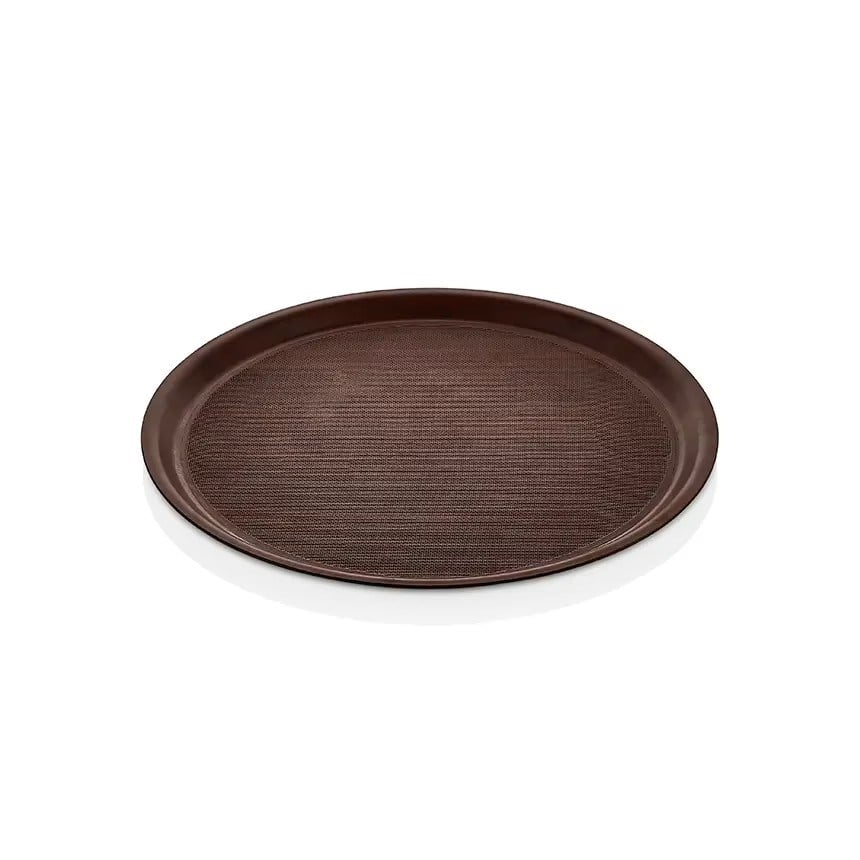 Thermoset Lamine Kaymaz Yuvarlak Tepsi Maun Ø 38 cm-Kırılmaz Sürahi ve Tepsiler - Demasan
