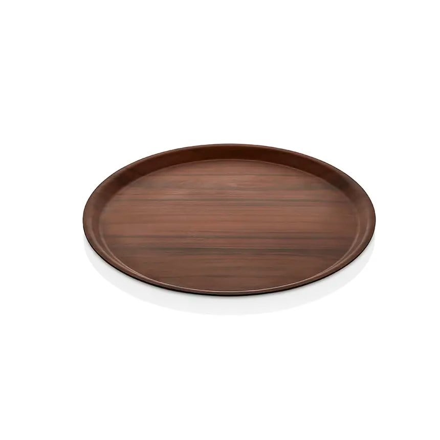Thermoset Lamine Yuvarlak Tepsi Ceviz Ø 38 cm-Kırılmaz Sürahi ve Tepsiler - Demasan
