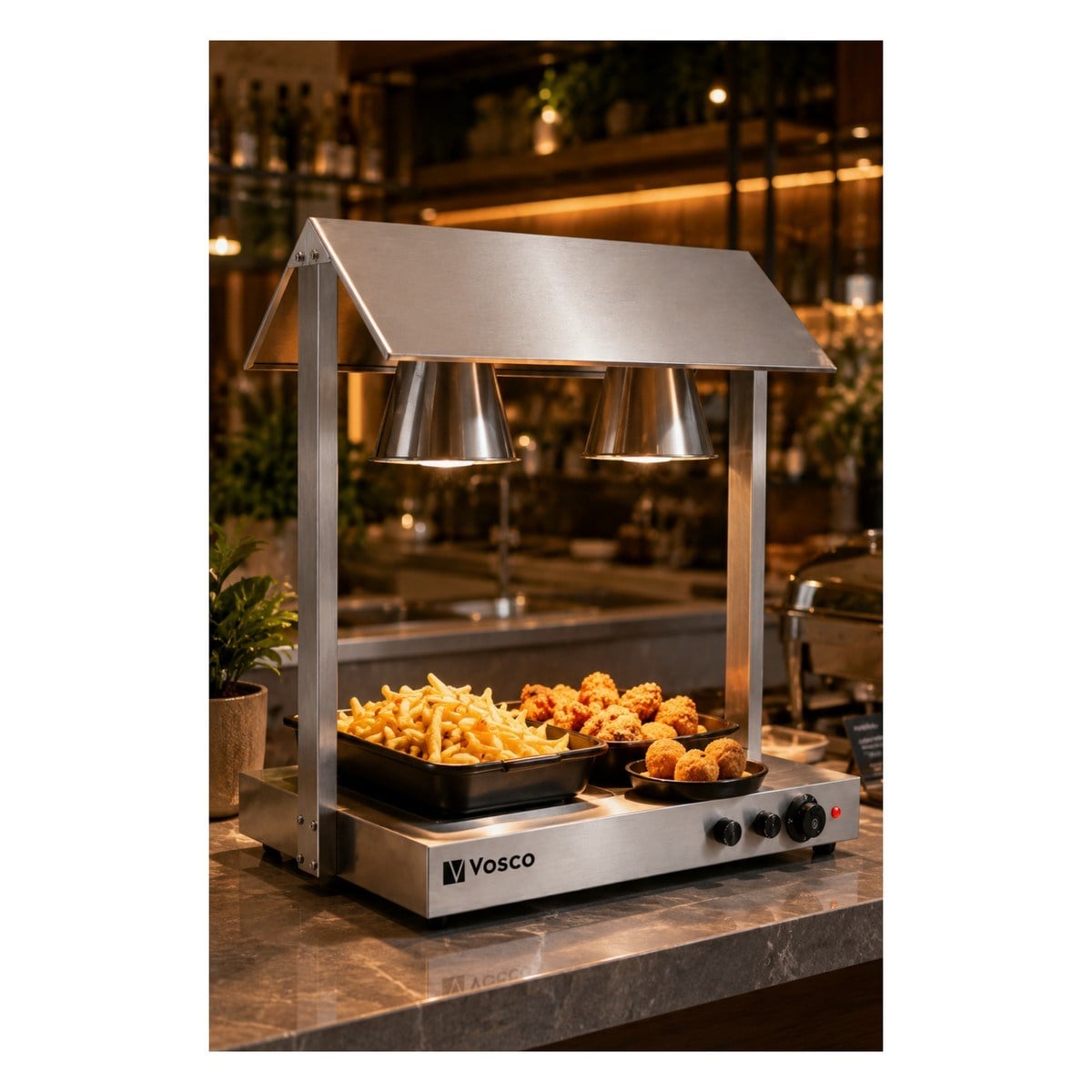 Vosco VLM-2S İki Isıtıcı Lambalı Sıcak Teşhir Ünitesi-SICAK TEŞHİR ÜNİTELERİ - Demasan
