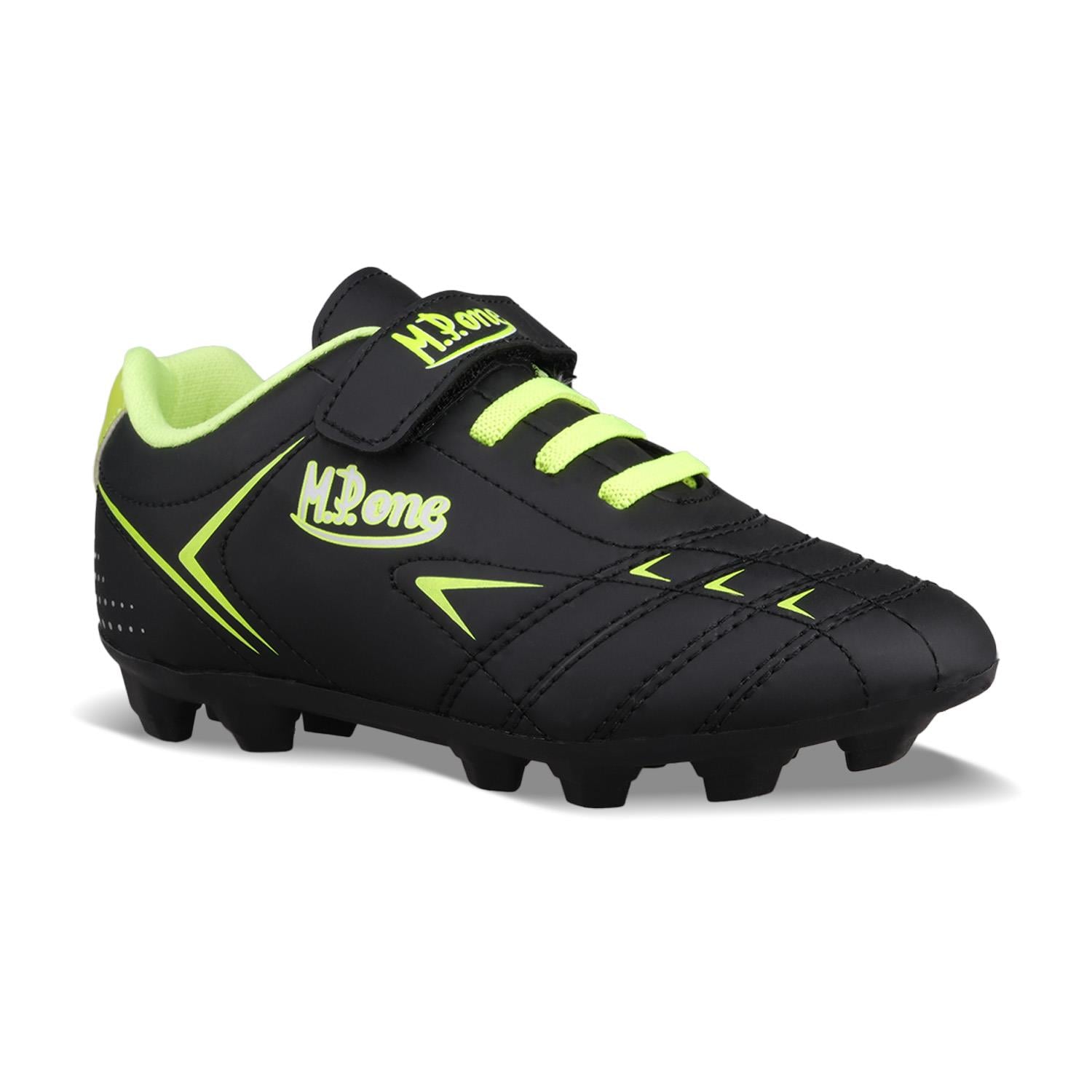 Büyük Çocuk Bağcıklı / Velcro Siyah-Sarı Krampon Futbol Ayakkabısı