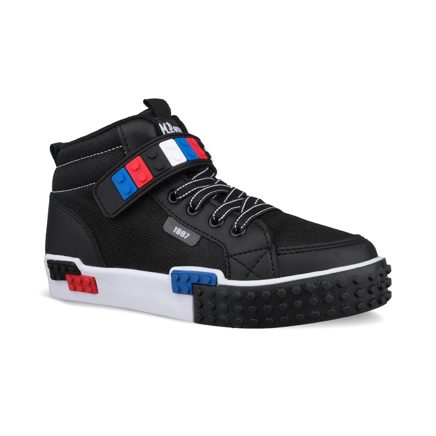 Büyük Çocuk Bağcıklı / Velcro Siyah Sneaker Bot