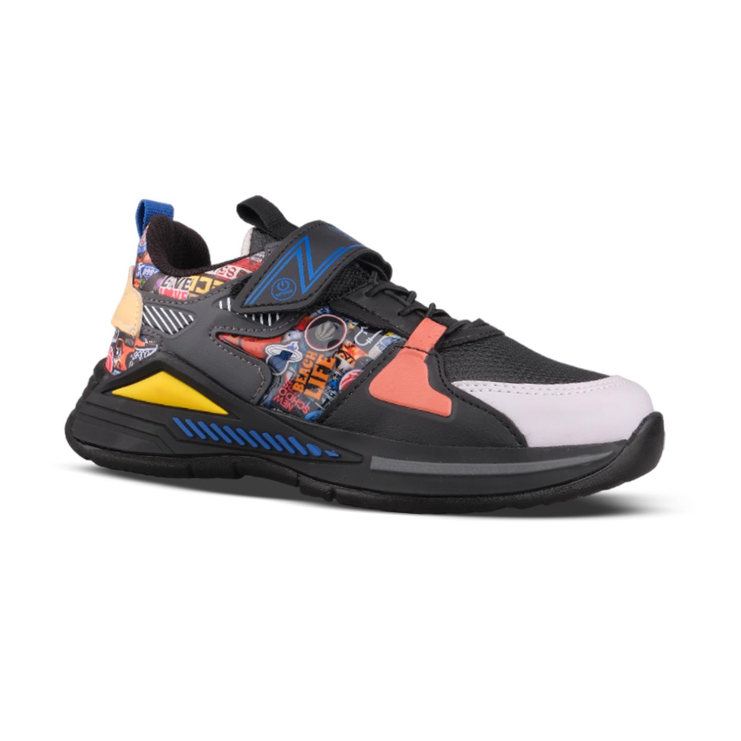 Büyük Çocuk Bağcıklı / Velcro Siyah Sneaker