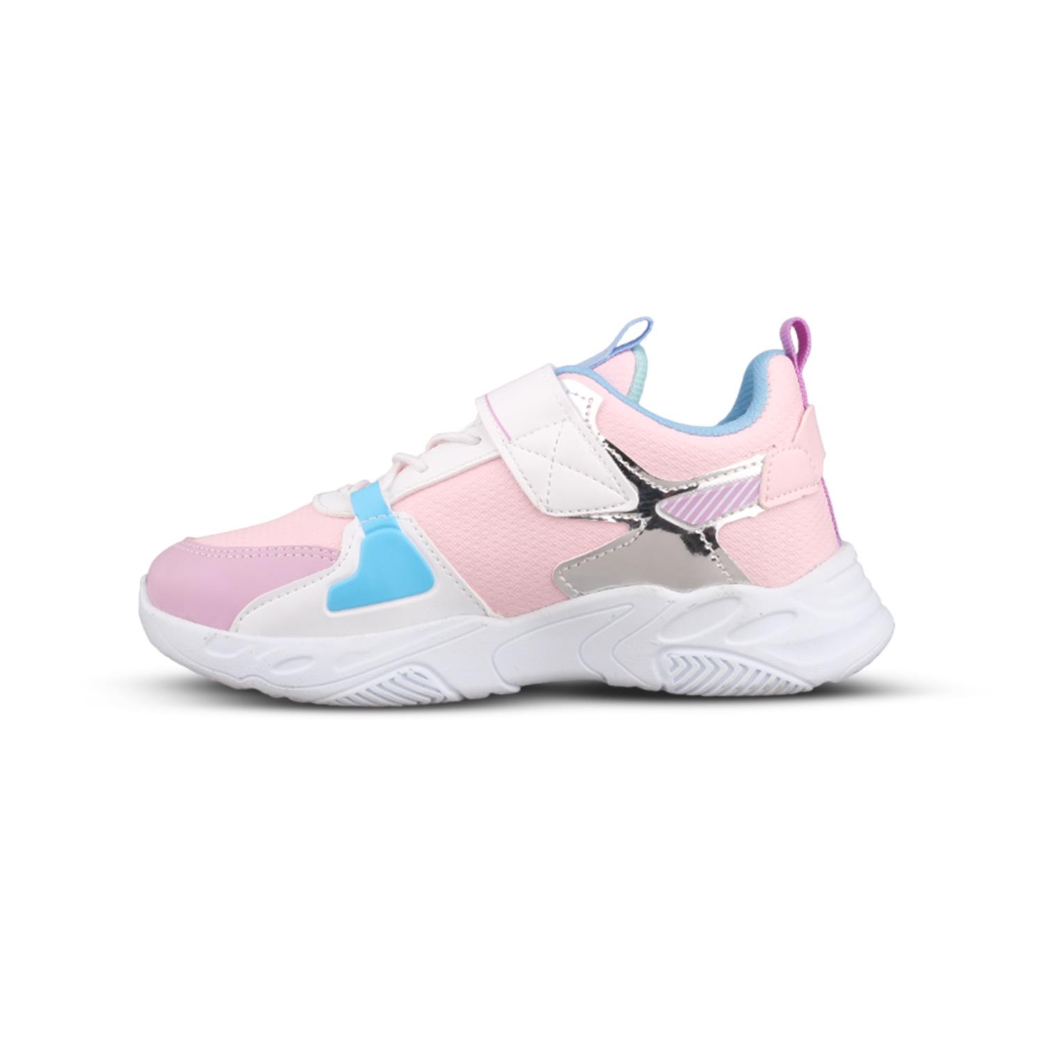 Büyük Kız Çocuk Bağcıklı / Velcro Beyaz-Mor Sneaker