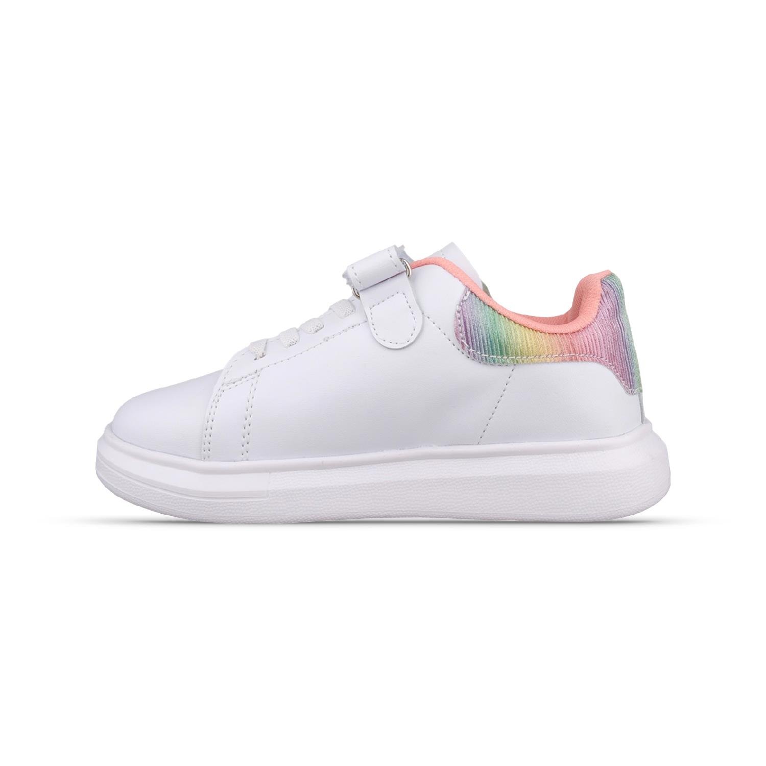 Büyük Kız Çocuk Bağcıklı / Velcro Beyaz Sneaker