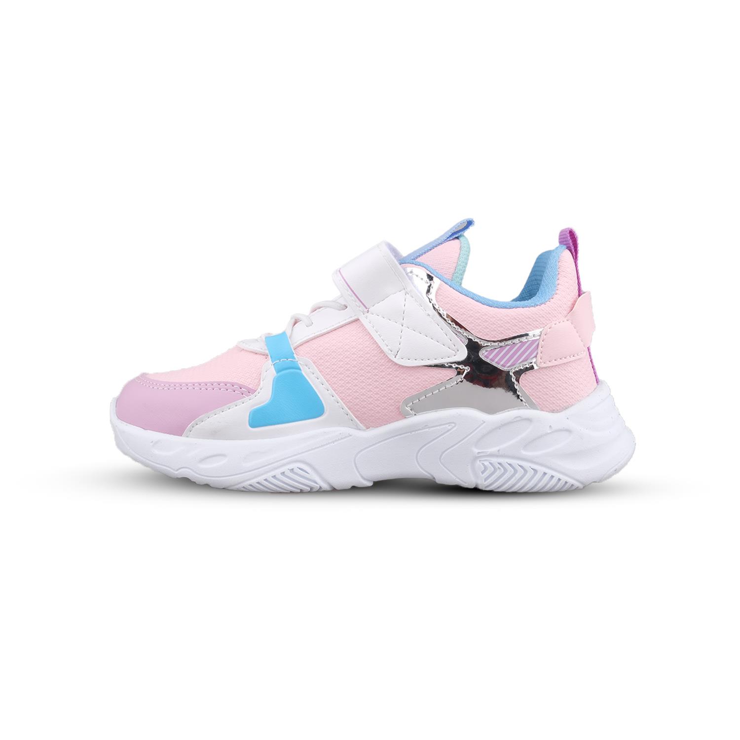Büyük Kız Çocuk Bağcıklı / Velcro Beyaz-Mor Sneaker
