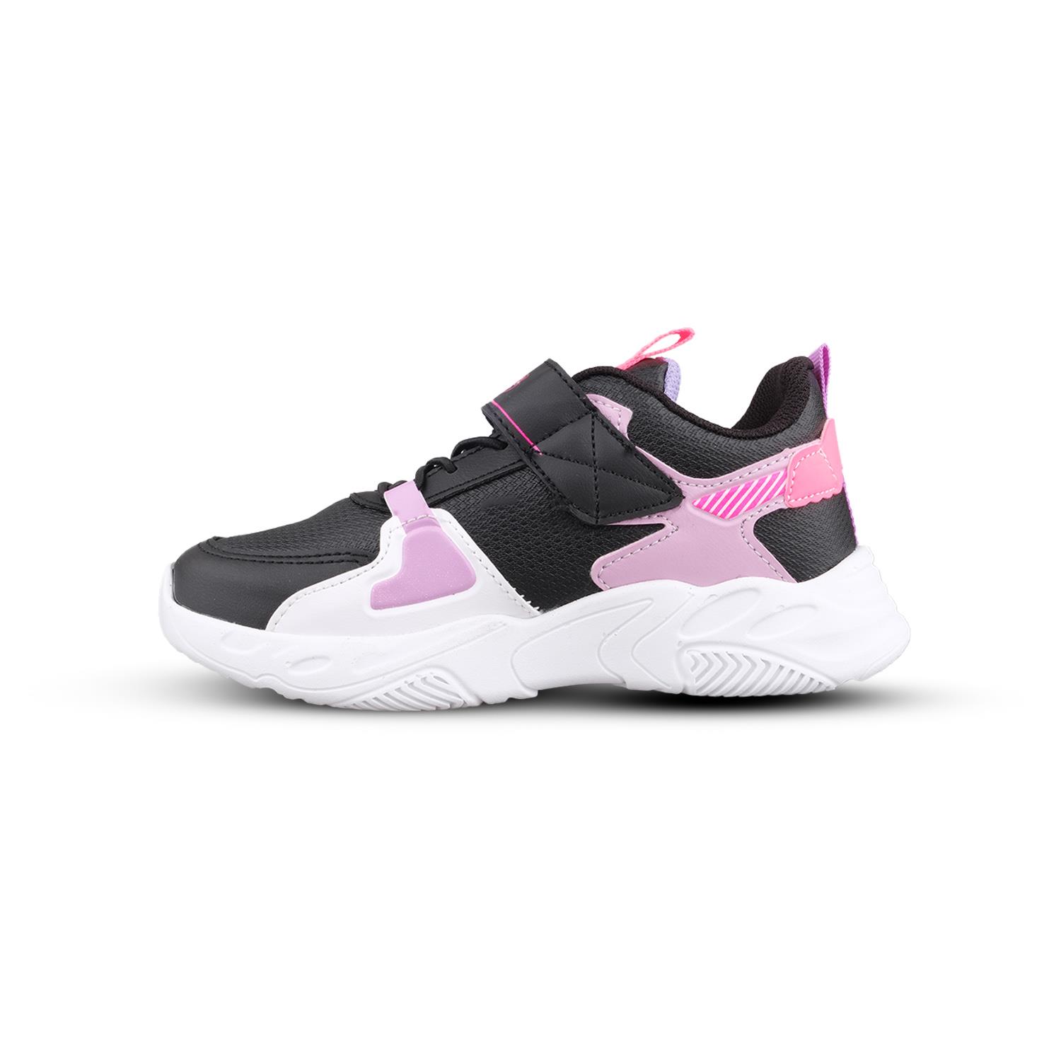 Büyük Kız Çocuk Bağcıklı / Velcro Siyah-Mor Sneaker